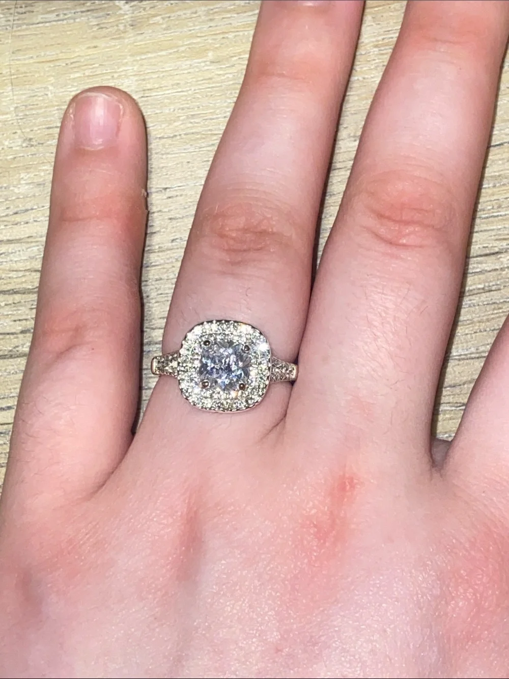 Classic Halo Cushion Engagement Ring in Silver
